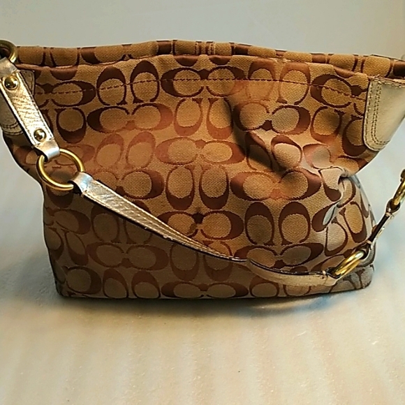 Coach F16879 Bleecker Floral Carly Khaki Gold purse - Picture 4 of 16